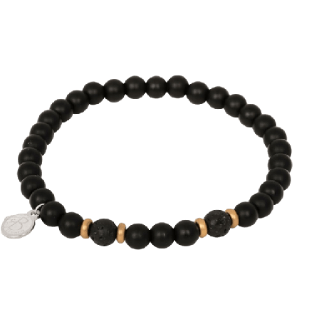 by BILLGREN Blader Beaded Bracelet Black Accessoarer Herr Svart 19 cm