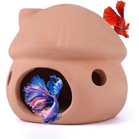 Tilbehør til Betta-akvarium, Pleco-huler for akvarium, Fiskekvariedekorasjon, Små og rekeoppdrettshule Inneholder ikke maling, Naturlig keramikk sopp