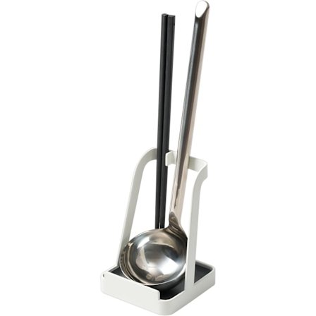 10x12x15cm Hjemme Grydeskeholder - Lågstativ til køkkenredskaber i stål, vandafvisende, ingen samling påkrævet. Hvid