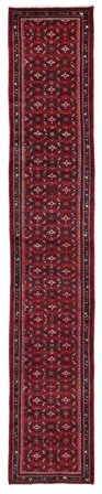 Tapis D'orient Hosseinabad 70X390 De Couloir Rouge Foncé/Noir (Laine, Perse)