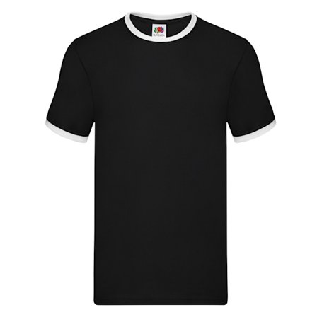 Fruit of the Loom Mens Ringer Contrast T-Shirt XL Svart/Vit