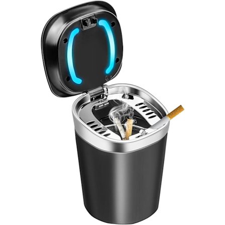 Bilskål, LED Bærbar Askebæger med Låg til Bil, Hjem, Kontor og T