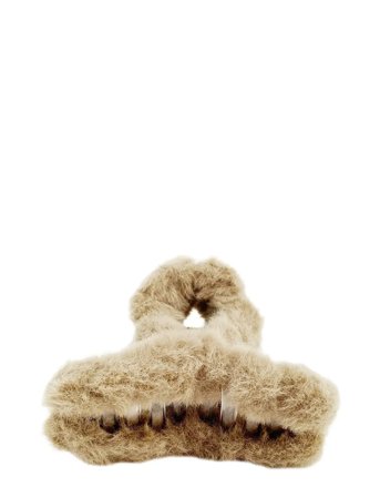 Cally Furry Clamp Small Beige Beige Pipol's Bazaar