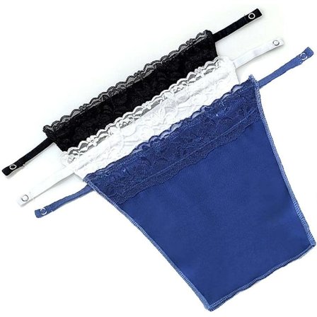 Kvinders Snap-On Lace Camis 3-pak Sort, Hvid, Blå