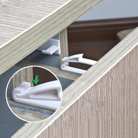 4-pakks sikkerhetslås for barn til skuffer, innvendig skuffelås med lim