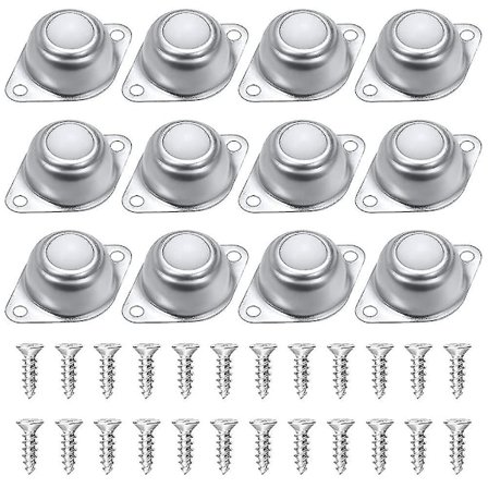 Kuglelejehjul til møbler, 12-pak kuglelejehjul, nylon- og rustfri stålkugleruller, med 24 skruer, til glidende bagagevogne, møbler