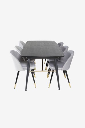 Venture Home - Matgrupp Gärdet med 6 st matstolar Valletta - Svart - Matgrupp 6 personer - Från Homeroom