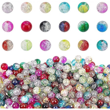 6mm 1350 stk. 18 Farver Krystal Talje Perler til Smykkefremstilling med Saks Elastisk Tråd Perlenåle