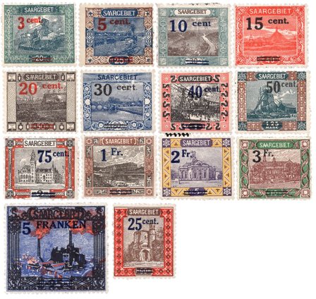 Tyskland/Saar 1921 - MICHEL 70A-83 - Ubrugt