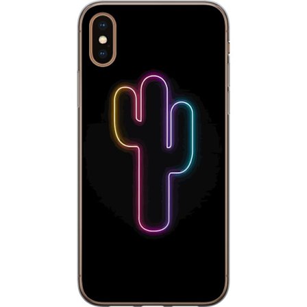 Kompatibelt Mobildeksel til Apple Apple iPhone XS Neonillustrasjon av kaktus i rosa og blått lys mot mørk bakgrunn