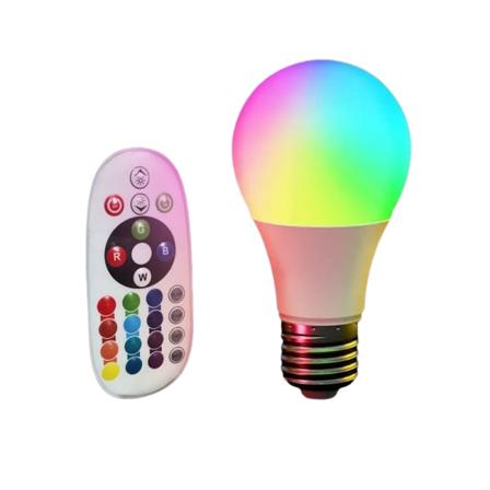 Fargerik rgb pære farge lyspære farge skiftende fjernkontroll led pære lys A60 plastinnpakket aluminium atmosfære fyll lys 16 colors and remote 