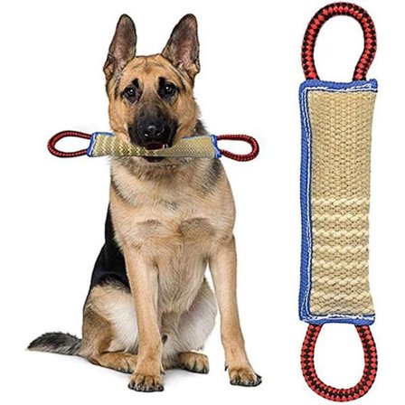 Hundespoleleke med 2 håndtak 30cm - Dummy flytende læringsrulle gunstig for hundens tannhelse, interaktivt tauleke for stor/middels hund
