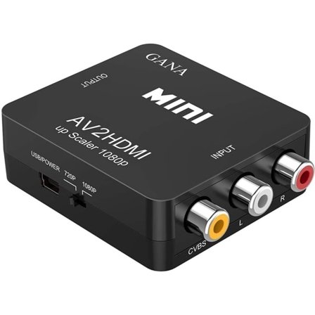 IC 1080P Mini RCA Komposit CVBS AV till HDMI Video Audio Konverterare Adapter Stöder PAL/NTSC med USB Laddningskabel