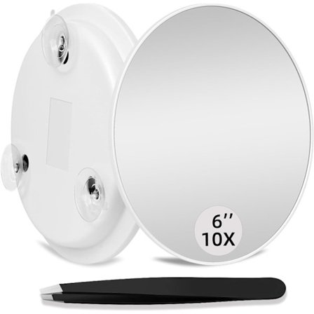 Forstørrelsesspejl med 3 sugekopper, makeup-forstørrelsesspejl med pincet