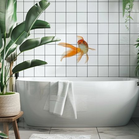 Självhäftande Kakeldekor Stor Guldfisk 14,8x14,8 cm