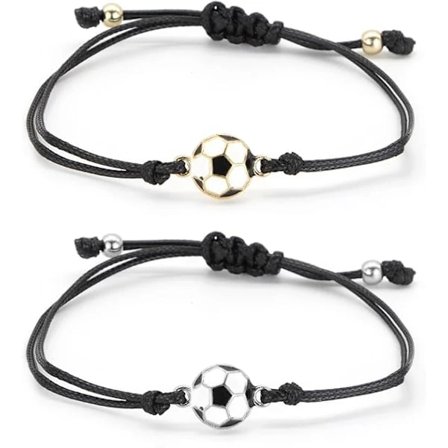 Fotballarmbånd Beste Venn Armbånd Justerbart Fotball Charm Vennskap Flettet Tau Armbånd Fotballfestposer Fyllstoff Fotballgaver