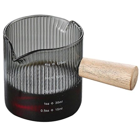 KXJ-Espressomått, Espressomätglas med trähandtag, Mjölkmätkopp för Barista Kaffe Espresso Tillverkning-2