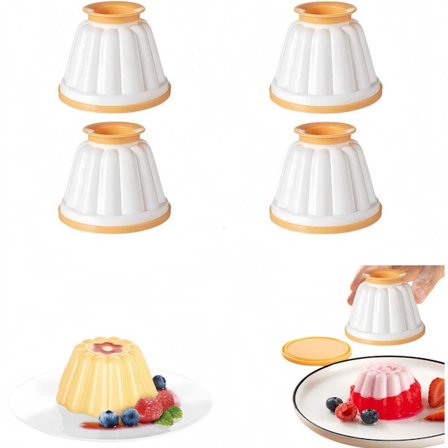 Sett med 4 - Puddingformer - Lett å ta ut av formen - Hvit - 85 x 85 x 70 mm