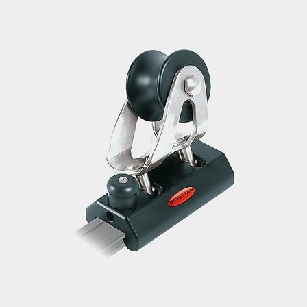 Ronstan X 19 Genuatravare 82mm glidlagrad med stopp för 19mm skena, rostfritt stål och aluminium, svart, RC51930