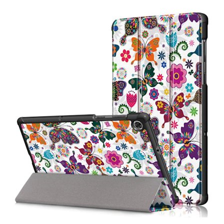 Lenovo Tab M10 HD Gen 2 trefaldigt mönstrat flipfodral i läder - Fjärilar Och Blommor