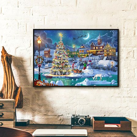 Julstämning, snölandskap, julgransdekoration, ca