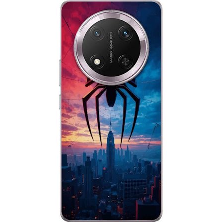 Yhteensopiva Puhelinkuori Honor Honor Magic7 Lite Tyylikäs hämähäkki kaupungin horisontin yläpuolella dramaattisessa auringonlaskussa, graafinen