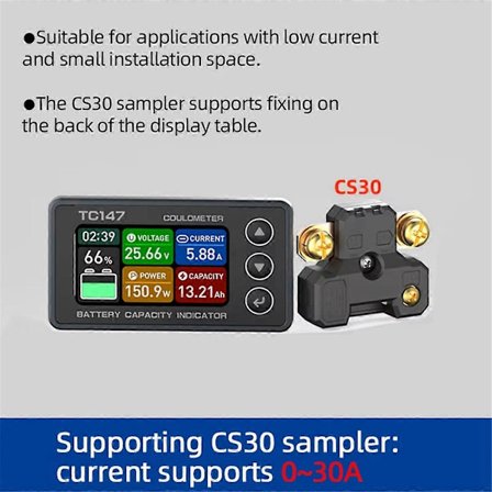 TC147 Højpræcisions Farveskærm Coulomb Meter, Batterispænding og Strømmåler, Lithium Batteri