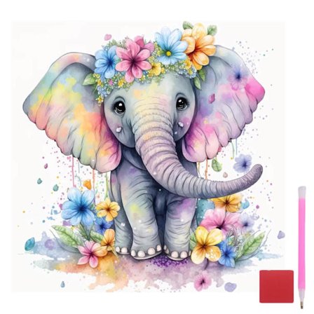 Baby Elefant Diamant Kunst Sæt til Voksne, Runde Fuld Drill Diamant Maleri Sæt til Begyndere, DIY 5D Diamant Prikker Maleri med Diamant Kunst 