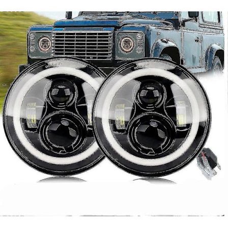 Par 7" Led Strålkastare Halo E Märkt Rhd För Land Rover Defender 90 110 Tdi Td5