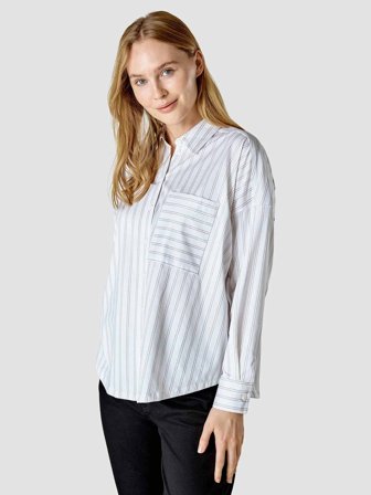 Shaping New Tomorrow - Dame - Women's Oversized Shirt - Halo Stripes Latte - Størrelse S