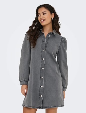 ONLY Onlalma L/S Dress Dnm Cro - Grey - XS