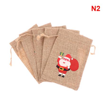 5st Säckväv Canvaspåsar Med Dragsko Jultomtens Godispåse