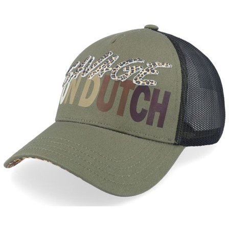 Von Dutch - Grön trucker Keps - Screen Print Black/Dark Green A-Frame Trucker @ Hatstore
