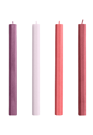 HAY Hexagon Candle Set of 4 Dekoration Röd Ø2,2 X H24