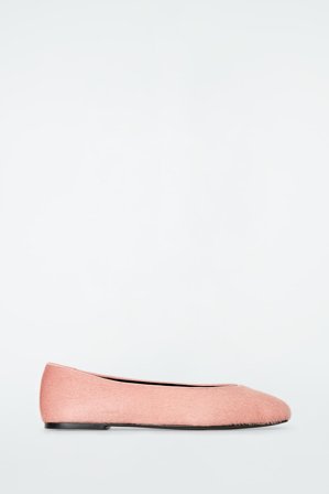 COS Women's Pony Hair Effect Leather Ballet Flats in Pink