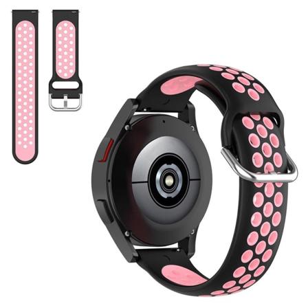 20mm kaksivärinen silikoninen kellohihna Samsungin kellolle - Musta / Pinkki Pink