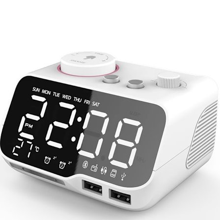 M9 Musik Bluetooth Högtalare Snooze Digital FM Radio Bordsväckarklocka 1A+2A Klocka USB Laddare TF Spelare för iPhone Android