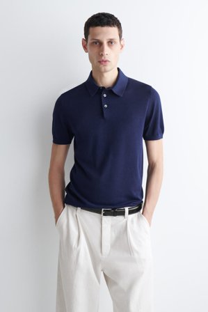 COS Homme Polo Slim En Maille De Soie in Bleu