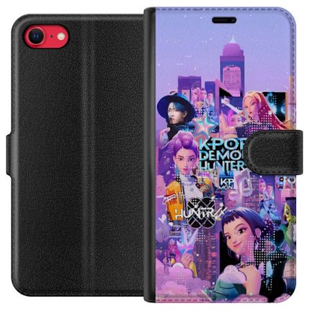 Kompatibel Tegnebogsetui til Apple Apple iPhone SE (2020) KPop Demon Hunters fødselsdag tema med neon Glad fødselsdag og karakterer i festlig energi