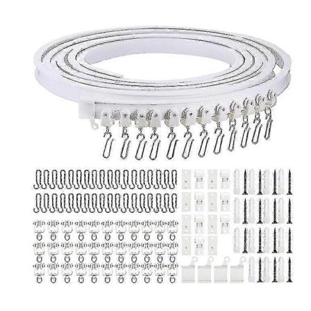 1 stk. U-formet L-formet plaststålskinnesæt Bøjelig lydløs glideskinne med krogtilbehør (5m)