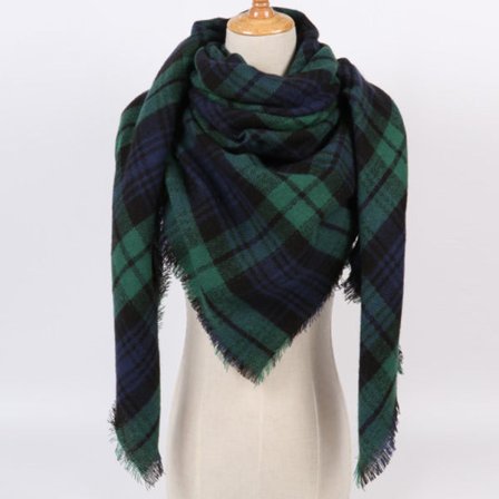 Grønt halstørklæde Stort ternet akryl uld langt varmt halstørklæde Vogu