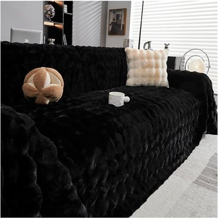 Mjukt och fluffigt sofföverdrag 180x150cm - Svart