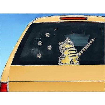 Bil Bakrute Reflekterende Vindusvisker Vanntette Klistremerker Kattehale Viftende Dekor Dekaler