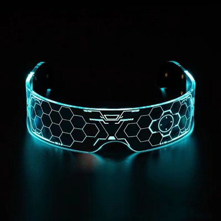 Cyberpunk LED Lysende Briller, LED Visor Briller Futuristisk Ele