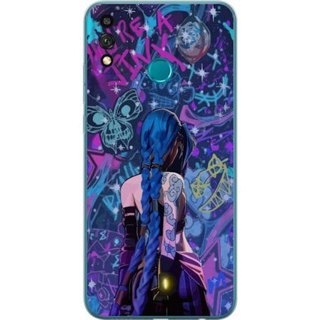 Kompatibel Mobilcover til Honor Honor 9X Lite Farverig graffitiillustration med en blåhåret karakter i urbant neonstil og kreativt kaos