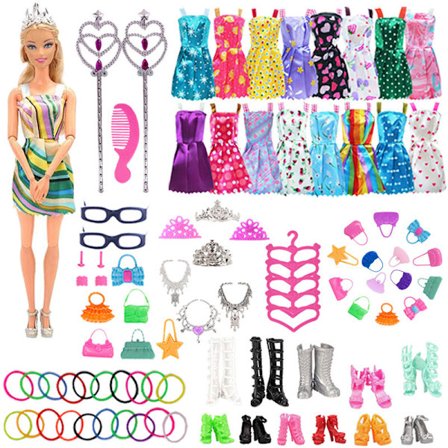 99 delar Barbie accessoarer litet leksaksset prinsessdocka accessoarer