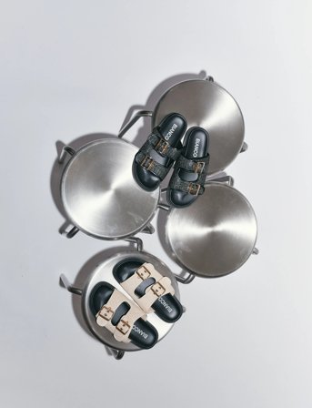 Bianco Biaoslo Buckle Slide Raffia - Black - 36