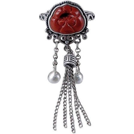 Silver ring, lotus onyx justerbar ring tofskring