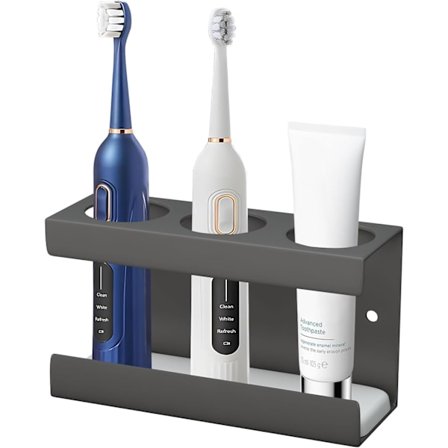 Tannbørsteholder (grå 3 hull), veggmontert tannbørsteholder,