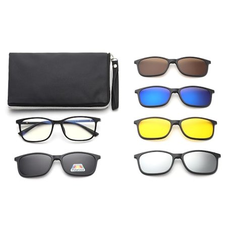 Polarisert magnetisk klips på solbriller Solbrillesett med veske